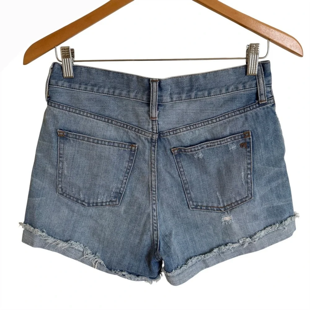 Madewell High Rise Denim Shorts Distressed Frayed Hem‎ Button Fly Size 27